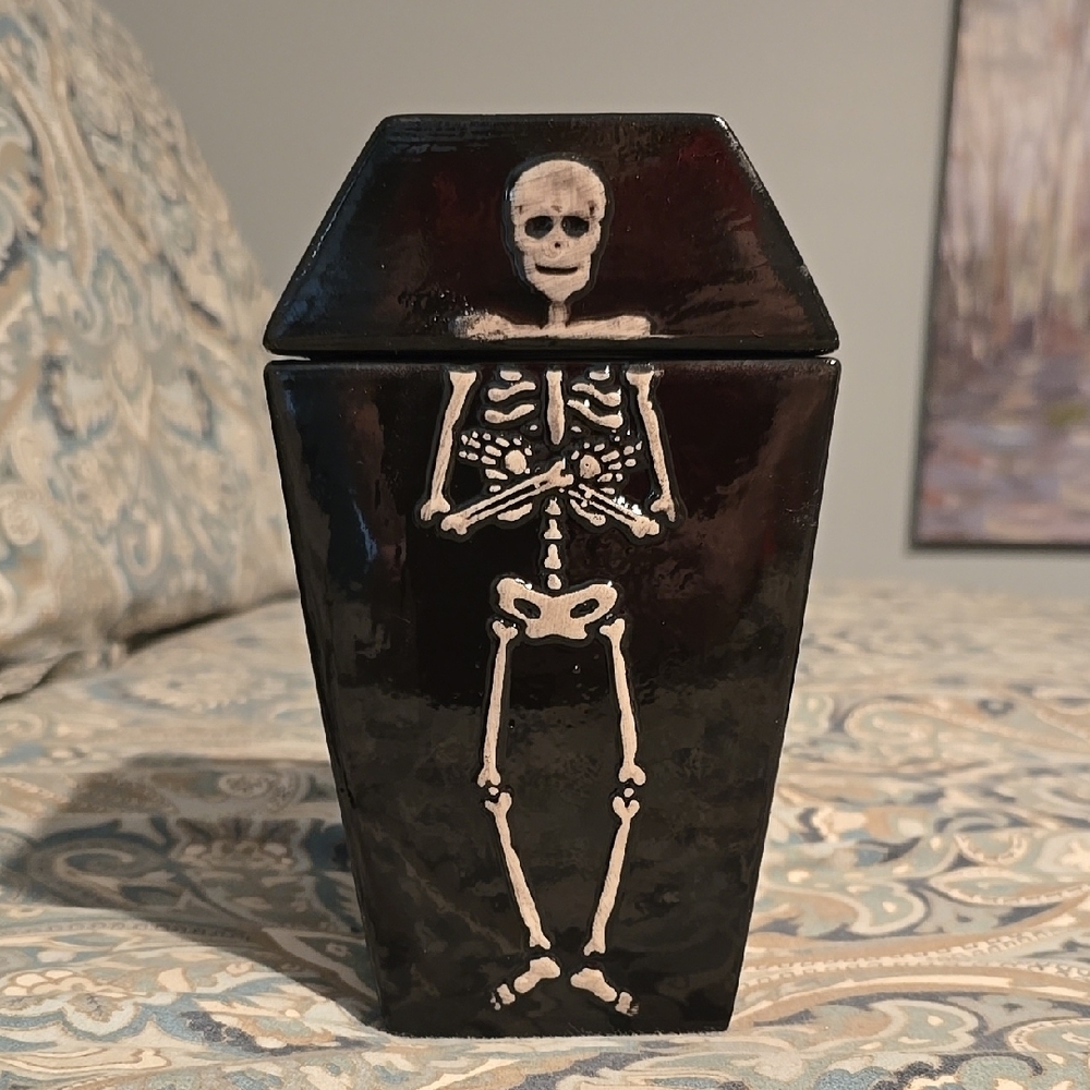 Skeleton Design Black Coffin Box